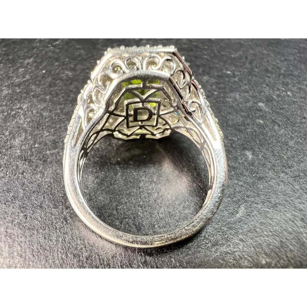 D’Joy Peridot Tsavorite Zircon Halo Ring 4.30ctw Sz 8